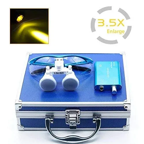 Global-Dental Surgical Binocular Loupes 3.5X420mm with LED Dental Head Light ...