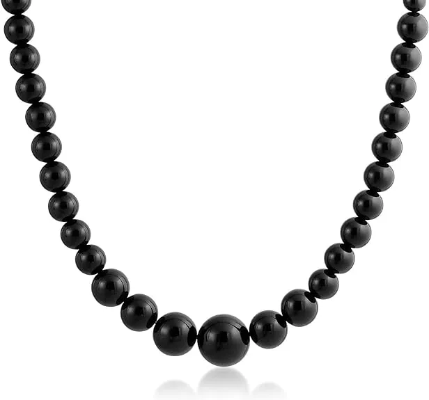 Elegant Simple Graduated Round Created Semi Precious Gemstone Bead Ball Strand Necklace Jewelry For Women 16-18 Inch Stone 12 to16MM