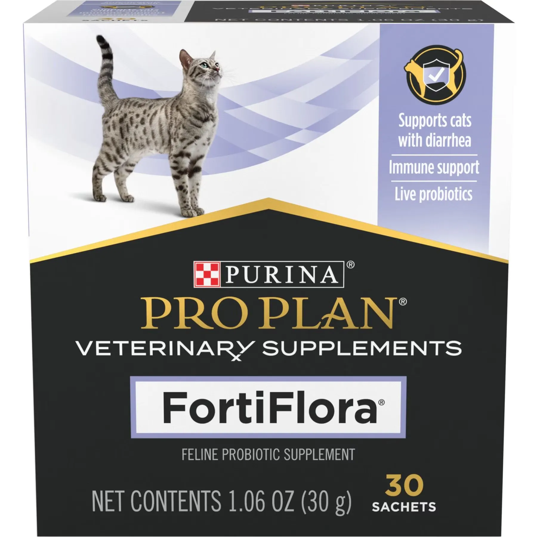 Purina Pro Plan Veterinary Supplements FortiFlora Cat Probiotic Supplement for Cats with Diarrhea - 30 ct. Box(Pack of 6)