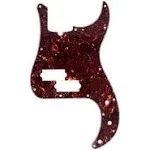 Musiclily Pro 13 Hole P Bass Pickguard for 4 String Precision Bass Modern Style, 4Ply Red Tortoise Shell