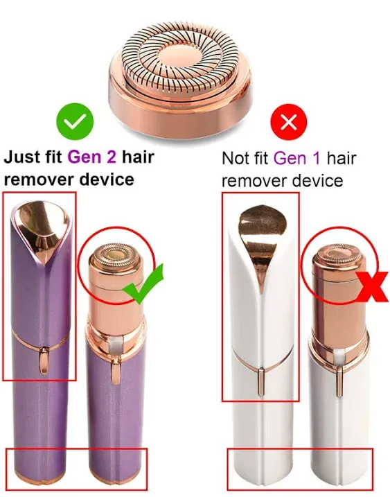 Replacement Heads Compatible with Flawless Facial Hair Remover Gen 2 and Finishing and Soft Touch, 18K Rose Gold 6 Count