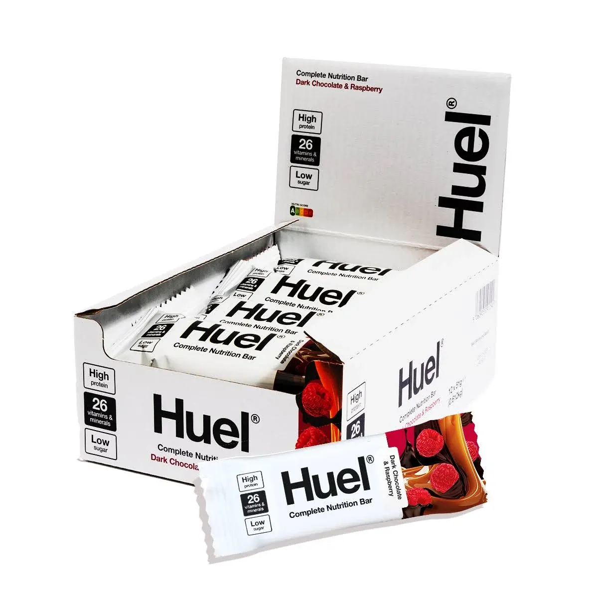 Huel Complete Nutrition Vegan Protein Bars | Dark Chocolate Raspberry | 13g Protein, 27 Vitamins and Minerals, 2G Sugar, Non-GMO, 100% Plant Based