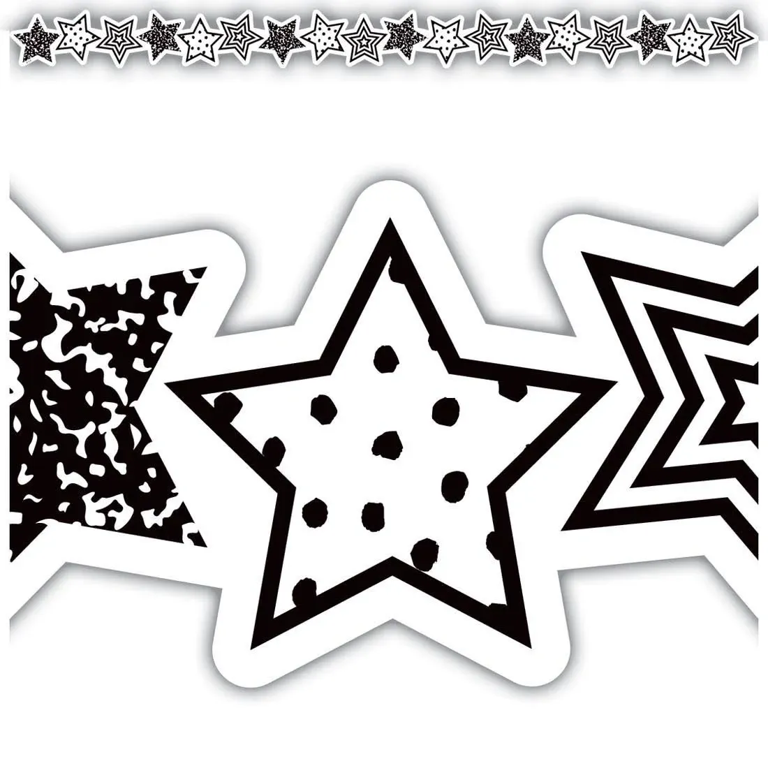 Teacher Created Resources Black and White Stars Die-Cut Border Trim