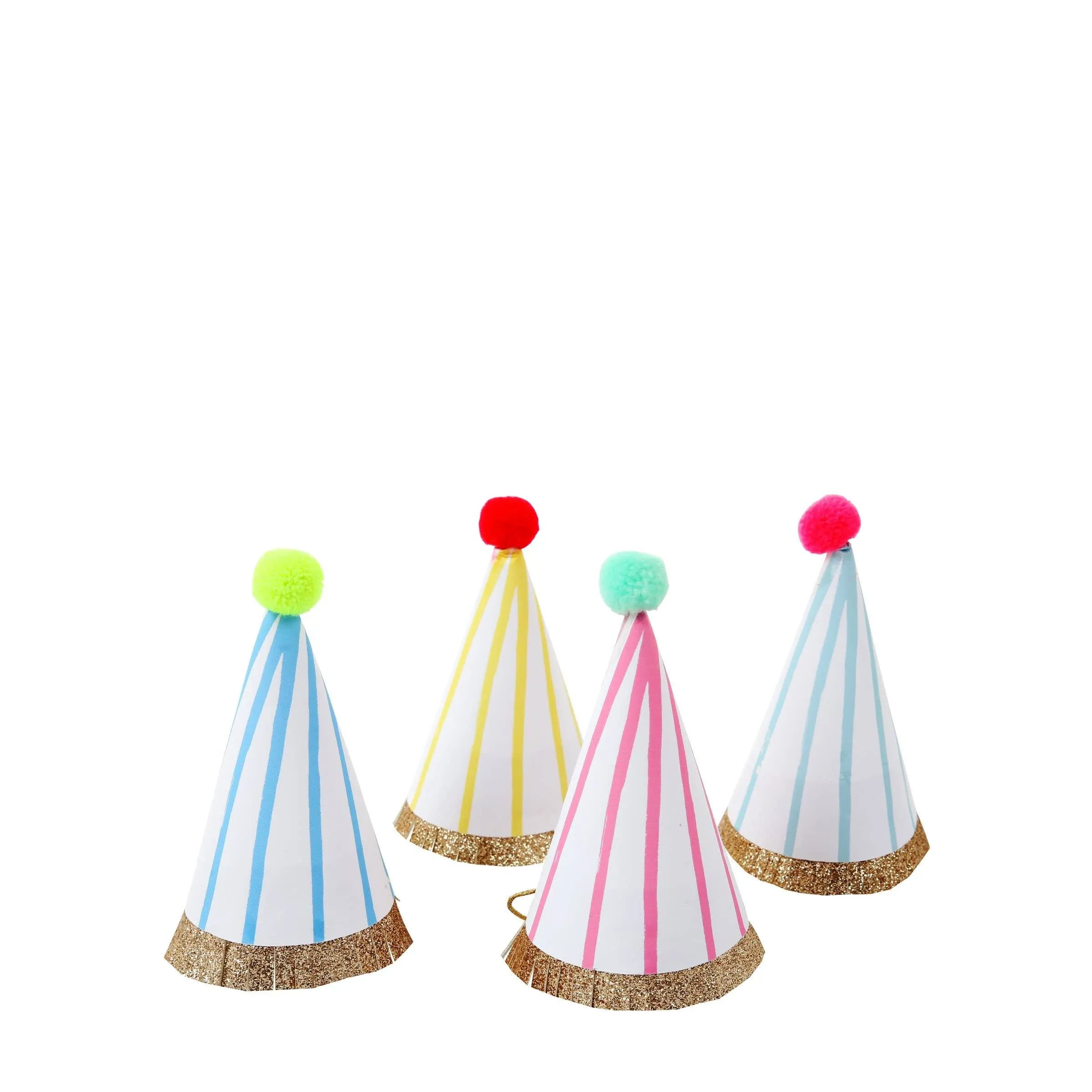 Stripe Pompom Mini Party Hats