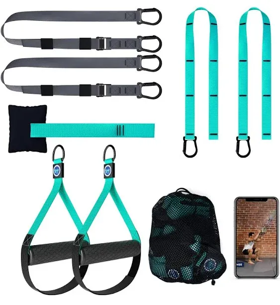 All In One Suspension Trainer Kit, Full Body Workout at Home, Exercise Straps That Will Help You Build Muscle, Burn Fat and Improve Mobility