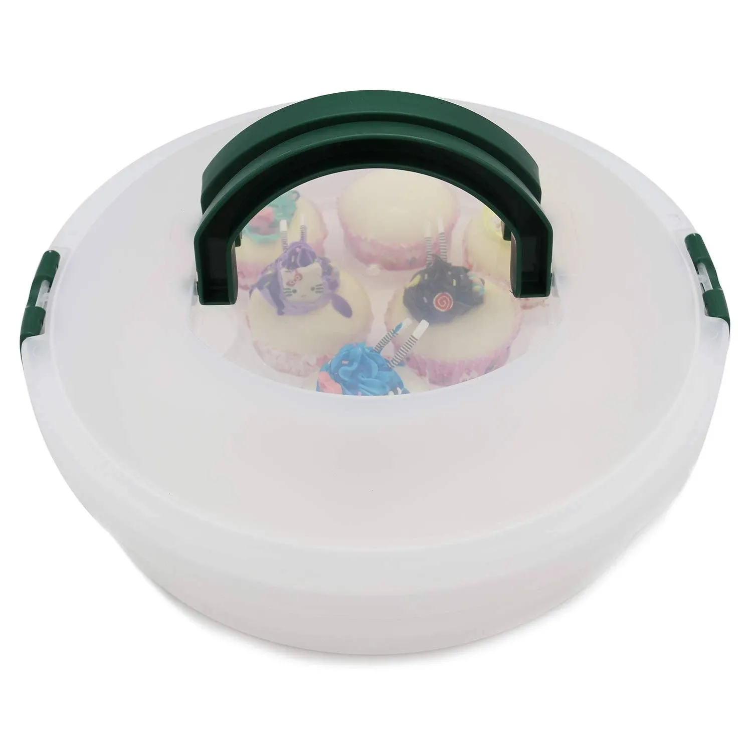 SCWBOEII Portable Pie Cupcake Carrier with Lid and Tray 3-in-1 Round Cupcake Container Egg Holder Deviled Egg Tray Muffin Tart Cookie