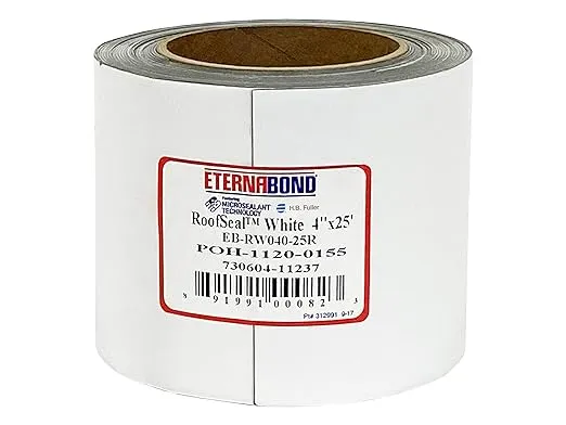 EternaBond RoofSeal White 4" x25' MicroSealant UV Stable RV Roof Seal Repair Tape | 35 mil Total Thickness - EB-RW040-25R - One-Step Durable, Waterproof and Airtight Sealant