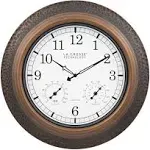 La Crosse Technology 433-29917-INT 21" Indoor/Outdoor Atomic Analog White-Washed Hammered Metal Wall Clock