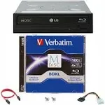 LG 16x WH16NS40 Internal Blu-ray Burner Bundle with 100GB Verbatim M-Disc BDXL and Cable Accessories