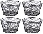 Essentials Small Metal Rectangular, Oval and Round Wire Baskets with Handles, Black and White, 4-ct Sets (Round Black Without Handles)