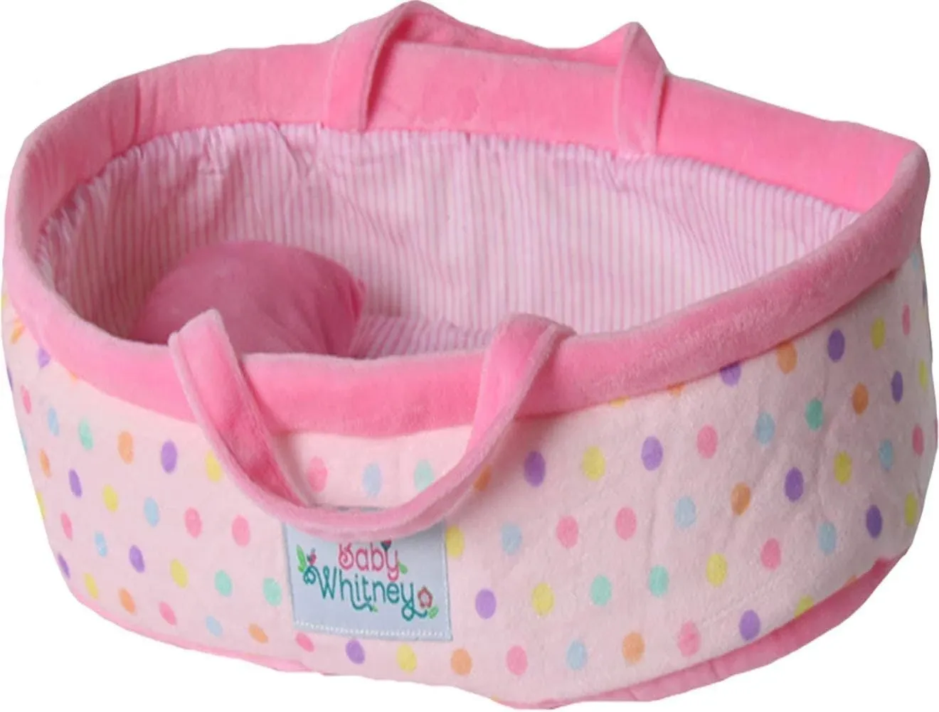 Baby Whitney Pastel Polka Dot Baby Doll Bed 15" | Baby Doll Bassinets, Play Baby ...