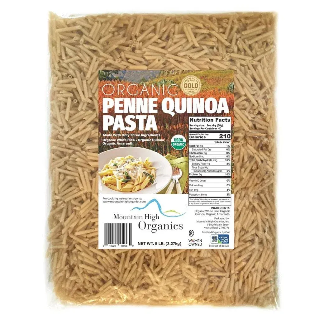 Mountain High Organics Gluten Free Organic Quinoa Pasta, Penne - 5lb Bag