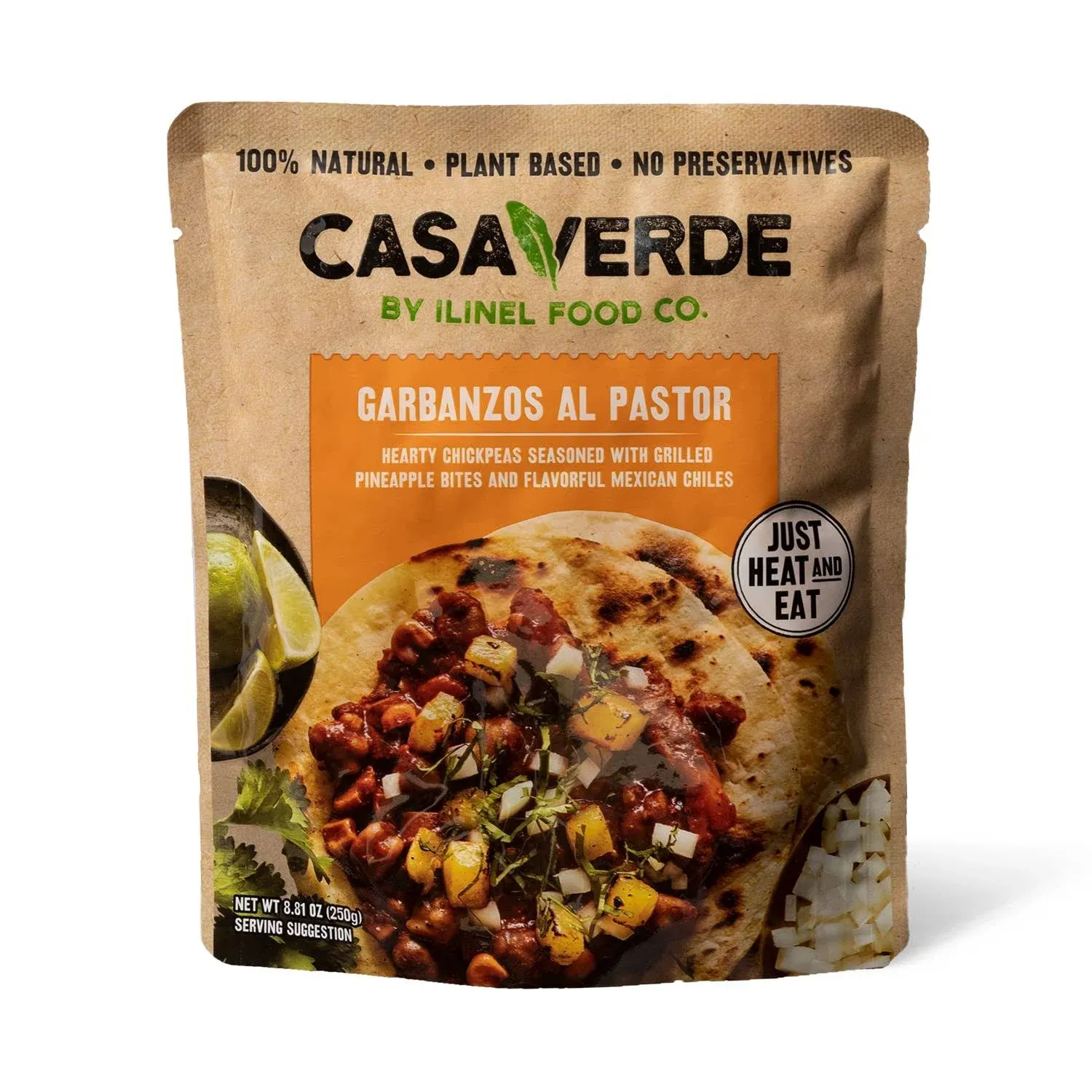 Casa Verde | Mexican Garbanzos Al Pastor, 100% Natural Food - Pack of 6 - Real Taste | 100% Vegan & Non-GMO, Plant-Based, No Preservatives