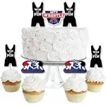 Own The Mat - Wrestling - Dessert Cupcake Toppers - Birthday Party or Wrestler Party Clear Treat Picks - Set of 24