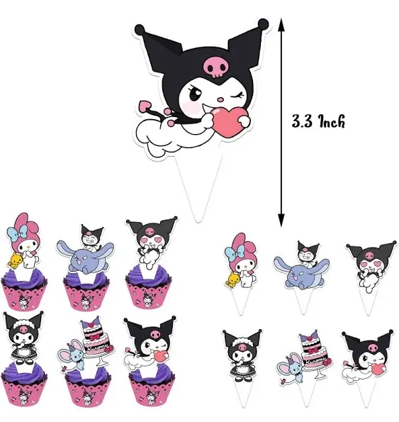 for Kuromi Birthday Party Supplies, Kuromi Party Decorations Included Birthday banner, Cake Topper, Cupcake Topper, Balloon