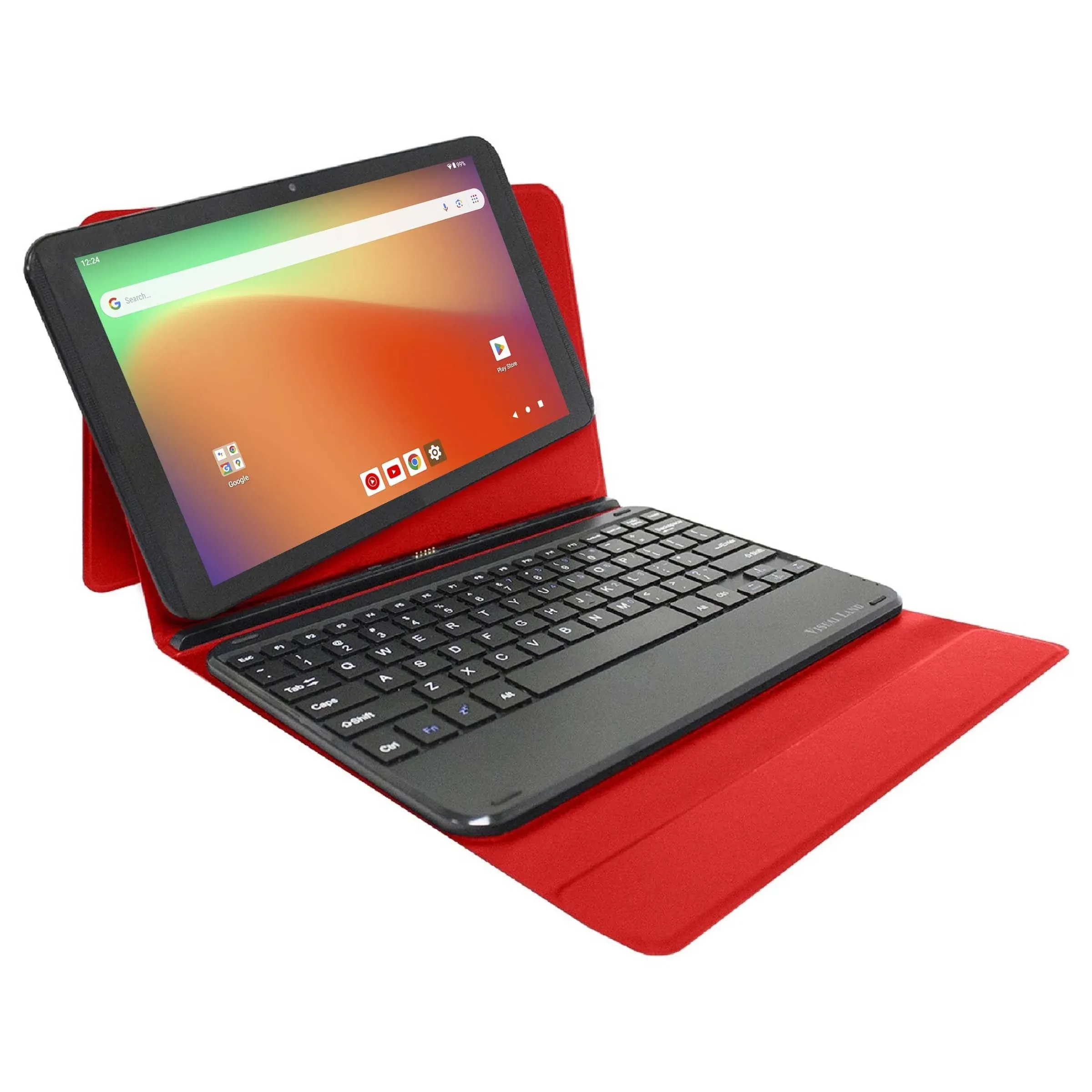 Visual Land Prestige Elite 10qh 10.1 inch HD IPS Android 13 Quad-Core Tablet, 32gb Storage, 2GB Ram, with Keyboard Case - Red, Size: 10 inch