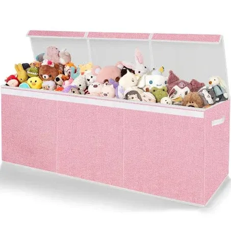 Toy Storage for Girls - Extra Large Kids Toy Box Chest,Collapsible Toy Organizers and Storage for Nursery,Playroom,Office 35.8"x12.6"x16"(Pink)