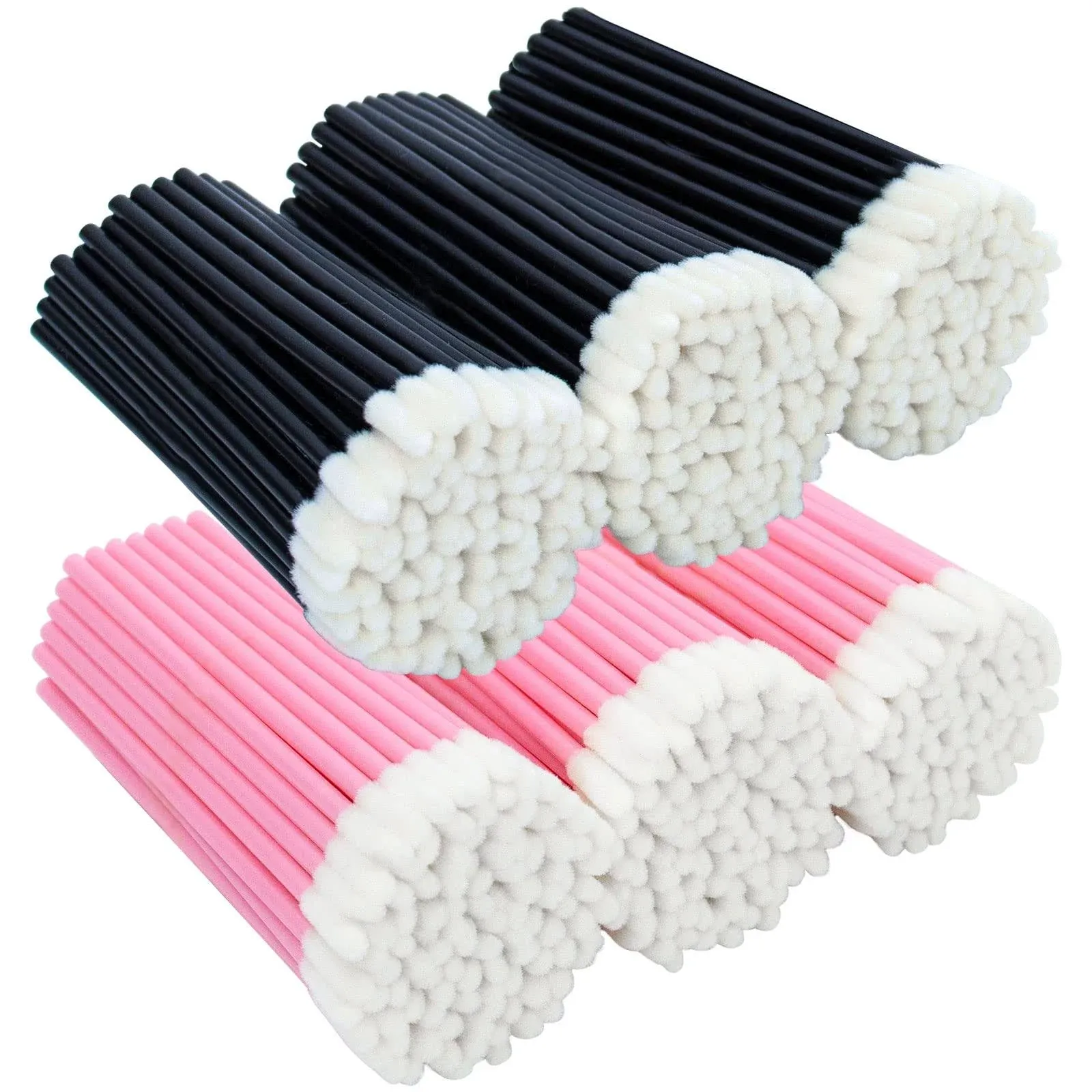 Bcowos Disposable Lip Wands 600 Pcs - Lip Applicators Disposable Black & Pink - Disposable Lip Brushes for Makeup, Lip Gloss or Lipstick - Disposable