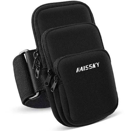 3 Pockets Running Phone Armband Holder for iPhone 15 14 Pro Max 13 Plus 12 11 XS XR X 8 7 Galaxy S23 Pouch Key Card Bag, Water Resistant Cell Phone Sport Arm Bands for Exercise Walking Workout Gym3 Pockets Running Phone Armband Holder for iPhone 15 14 Pr