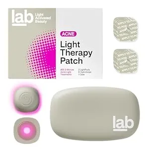 l.a.b Light Therapy Acne Patch, 2-Pack, LED Red and Blue Light Hydrocolloid Acne Patches, Fast Acting 3 Minute Skin Care Pimple Patch Spot Regimen for Zits, Blemishes, 60 Uses