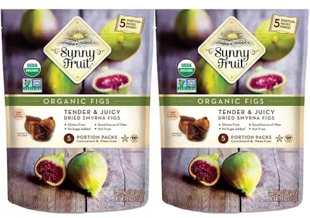 Turkish Dried Figs - Sunny Fruit (Pack of 2) - (5) 1.76oz Portion Packs per Bag | Purely Figs - NO Added Sugars, Sulfurs or Preservatives | NON-GMO, VEGAN, HALAL & KOSHER