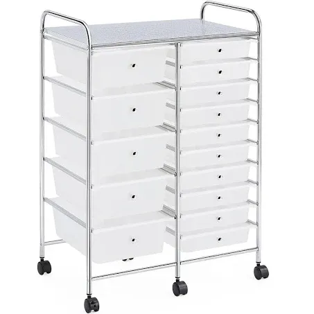 Yaheetech 15-Drawer Metal Frame Rolling Storage Cart Bin Organizer