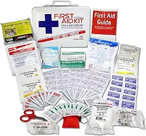 OSHA & ANSI First Aid Kit  25 Person  74 Pieces  Indoor/Outdoor Emergency Kit for Office  Home or Car  ANSI 2015 Class A  Metal  Made in USA