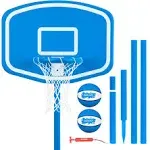 GoSports Splash Hoop UP Above Ground Pool Hoop Basketball Game with 2 Pool Basketballs and Pump