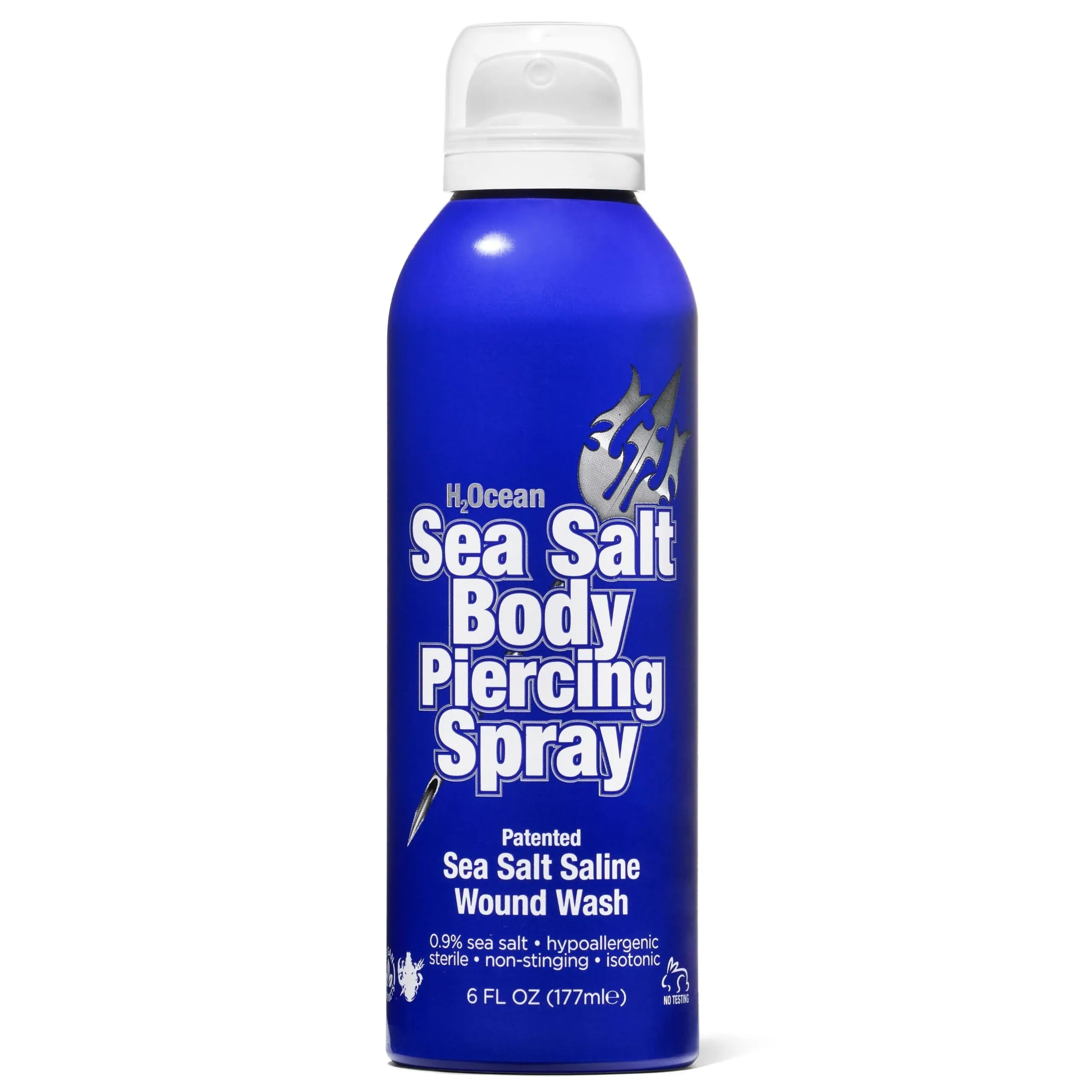 H2Ocean Sea Salt Body Piercing Spray - Saline Piercing Spray for Piercings & Body Modifications - Drug-, Preservative- & GMO-Free Vegan Piercing Aftercare - 6 oz