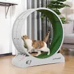 Large Cat Exercise Wheel with Carpeted Runway for Indoor Cats, Cat Treadmill with Locking Mechanism, Fitness Weight Loss Device, Gray