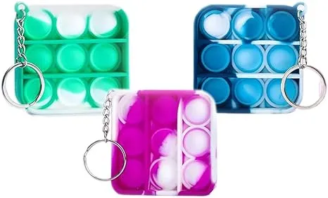 gIKSA Pack of 3 Mini Pop It Keychain Fidget Toy, Stress Relief , Square Keychain ...