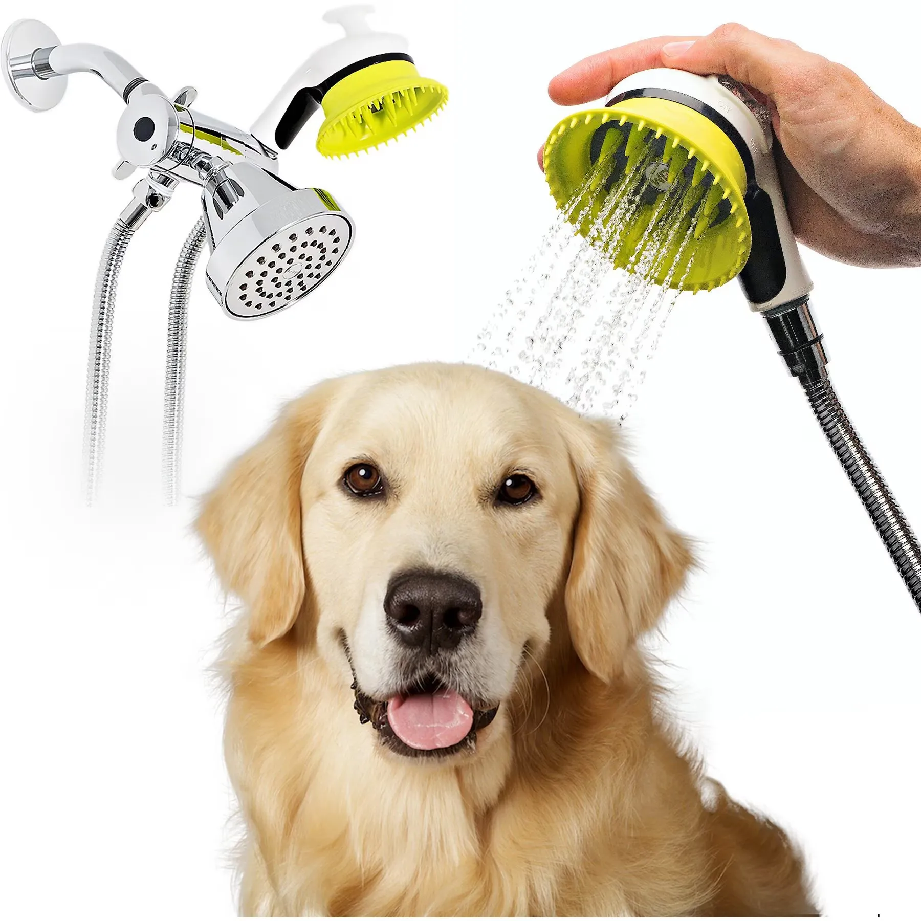 Wondurdog Quality at Home Dog Wash Kit for Shower | Water Sprayer Brush & Rubber