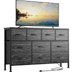 &#034;Ultimate Luxury Bedroom Dresser: 10 Spacious Drawers, 47&#034; TV Stand, Power Outle