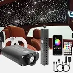 CHINLY Meteor 16W 450pcs 9.8ft (0.03in+0.04in+0.06in) Car Use Bluetooth RGBW LED Fiber Optic APP/Remote Music Mode Headliner Light Kit+ Shooting Star kit +Adapter+Cigarette Lighter for Car/Ceiling