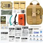 Rhino Rescue IFAK Trauma First Aid Kit Molle Medical Pouch for Tactical Military Car Travel Hiking (Coyote)