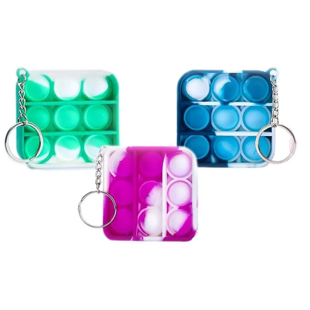 gIKSA Pack of 3 Mini Pop It Keychain Fidget Toy, Stress Relief , Square Keychain ...