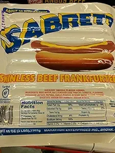 Sabrett Skinless Beef Frankfurters 48 Oz