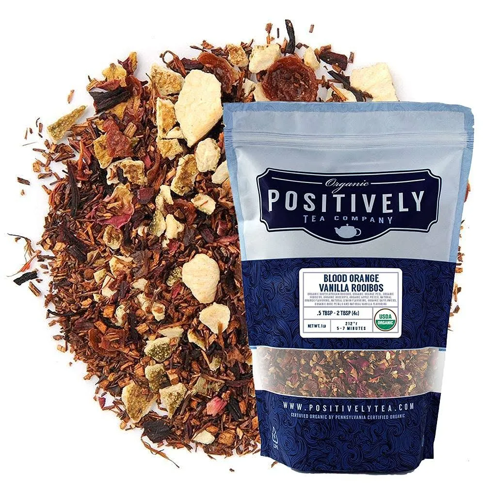 Organic Positively Tea Company, Blood Orange Vanilla Rooibos Tea, Loose Leaf, 16 Ounce