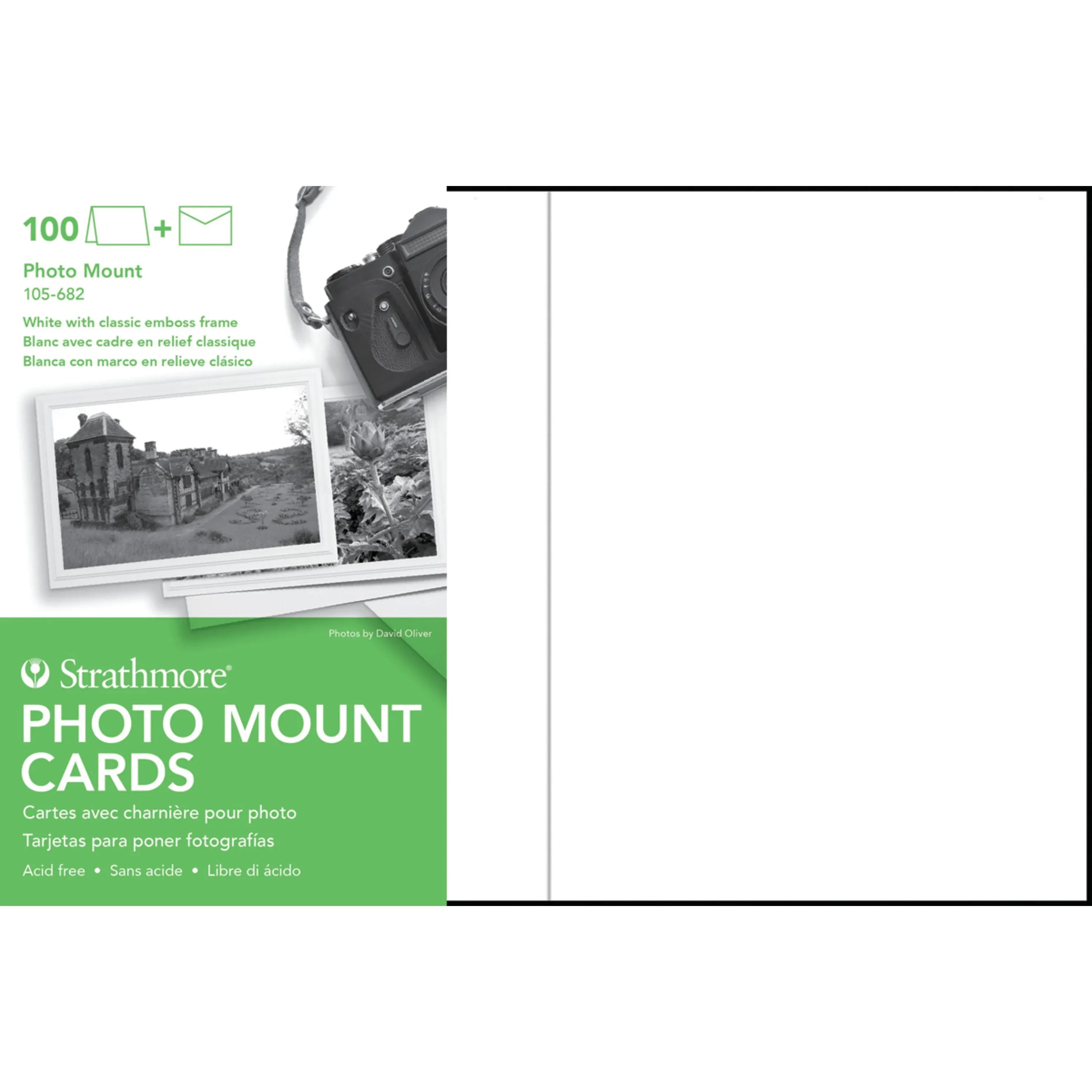 Strathmore Photo Mount Cards, White with Classic Border, 5x6.875 inches, 100 Pack, Envelopes Included - Blank Greeting Cards for Weddings, Events, Birthdays