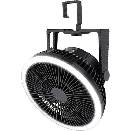 Camping Fan with Led Lantern - 10000mAh 8inch Rechargeable Battery Operated Tent Fan with Light and Hanging Hook for Outdoor Camping Tent RV Travel Fishing Hurricane Emergency Power Outage