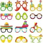 Kitticcino Fiesta Party Decorations Paper Eyeglasses Cinco de Mayo Paper Eyewears Mexican Themed Cactus Chili Pepper Pinata Taco Avocado