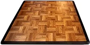 Big Floors 4X4DKOAKFLOOR Interlocking Lightweight Plastic Modular Dance Floor Kit (4' x 4'), Dark Oak, 32 Piece