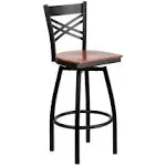 Flash Furniture Hercules Swivel Metal Bar Stool, Black/Cherry, 30"