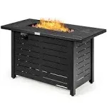 Gymax 42'' Rectangular Propane Gas Fire Pit 60,000 Btu Heater Outdoor Table W/ Cover