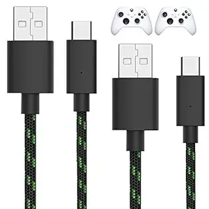 Talkworks Controller Charger Cord for Xbox One - 2 Pack 10 ft Nylon Braided Micro USB Charging Cable - Also Android Compatible with Samsung Galaxy, PS4