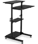 Mount-It! Mobile Standing Desk/Height Adjustable Stand Up Computer Work Station | Rolling Presentation Cart with 27.5 Inch Wide Platform, Locking Wheels