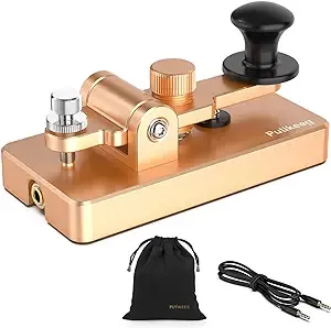 Classical Morse Mini Code Key Morse Code Paddle Key Aluminum Alloy Mini-Key Morse CW Portable Key Morse Practice Key Gold