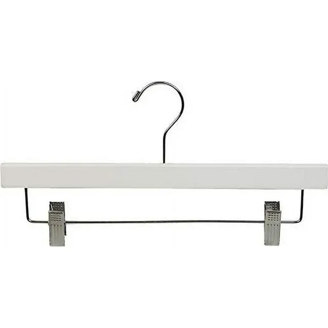 International Hanger Wooden Bottom Hanger w/Clips White Finish with Chrome ...