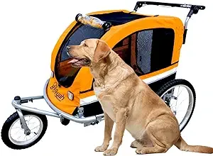 Large Pet Stroller and Trailer with Suspension - Orange