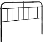 Modway Alessia Modern Farmhouse King Metal Spindle Headboard in Black